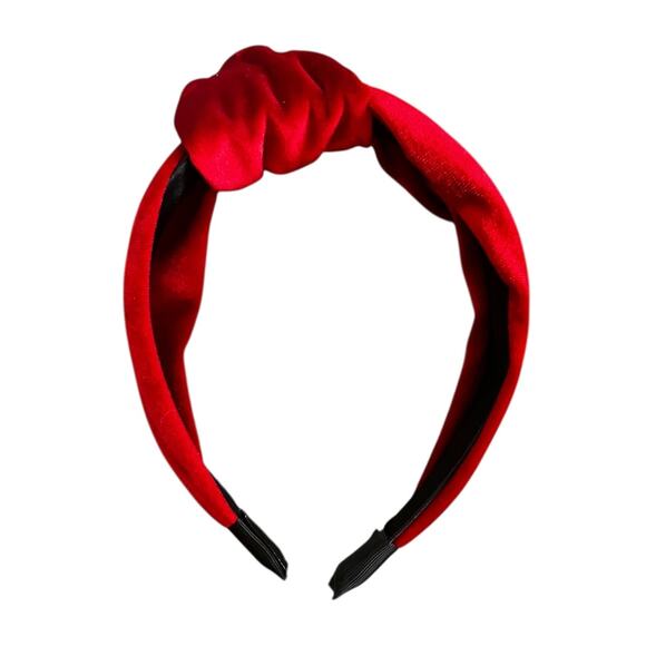 Lot 3 Velvet Headbands Modern Knotted & Braided Hair Accessories Green Red Black - Picture 3 of 6